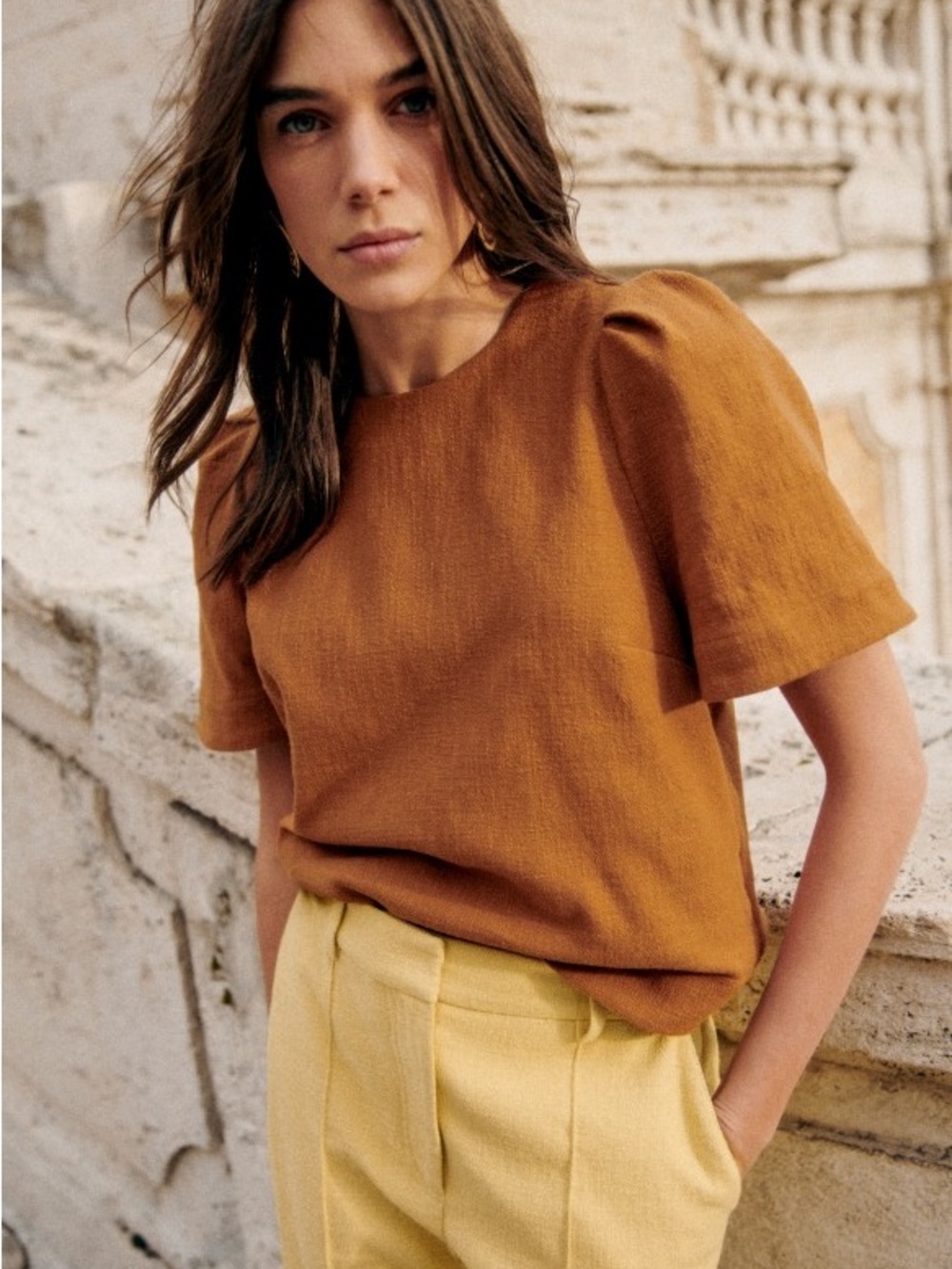 Sezane Neva Blouse in Ochre size Small - Picture 8 of 9